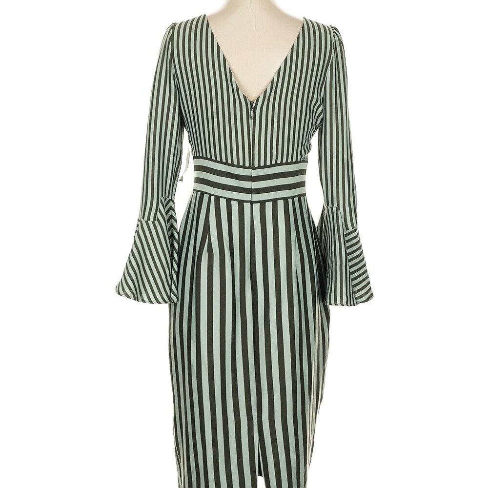 NWT Eva Mendes for New York & Company green stripe retro dress, Size 2 - Picture 3 of 7